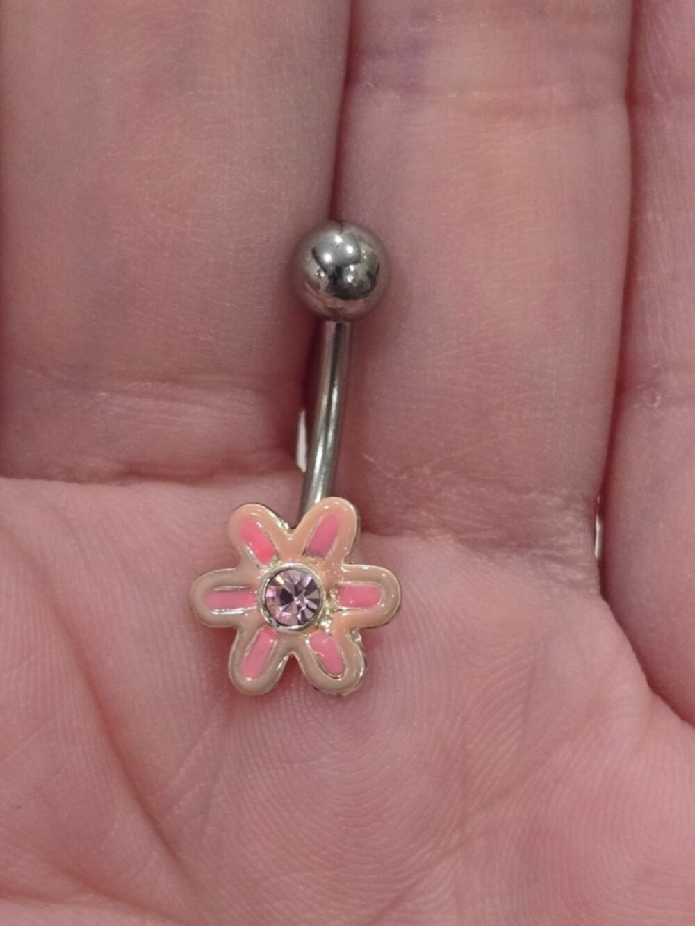 Painful Pleasures Pink Flower Navel Ring Piercing Jewel Gothic Alt Festival 14G